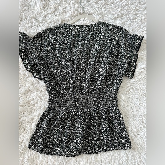 Max Studio Black and White Flutter Sleeve Wrap Blouse - Picture 7 of 9